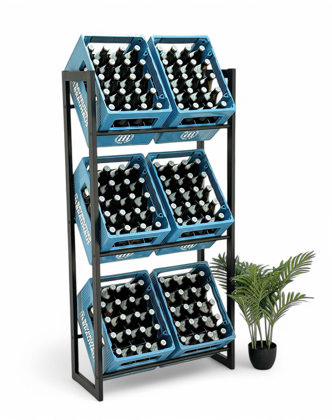 DanDiBo Getränkekistenregal 6 Kisten Schwarz Metall Stehend 96563 Getränkekistenhalter 71 cm Obstkis