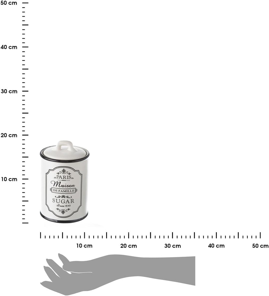 Vorratsdose Keksdose aus Keramik 750 ml mit Deckel Retro weiss schwarz Küchenbehälter für Zucker Kaf