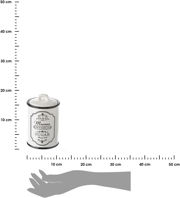 Vorratsdose Keksdose aus Keramik 750 ml mit Deckel Retro weiss schwarz Küchenbehälter für Zucker Kaf