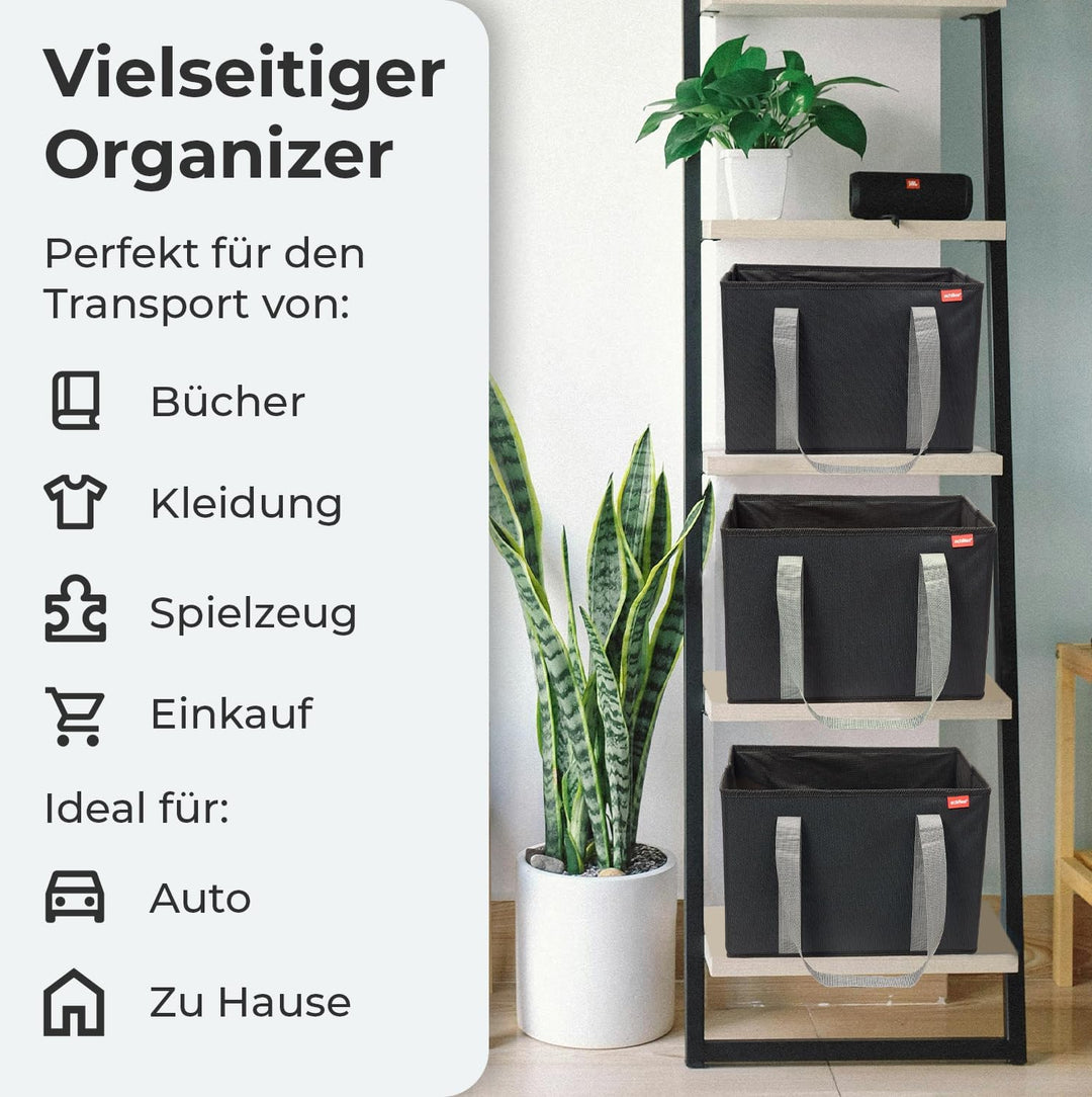 achilles 3er Set Einkaufskorb mit verstärktem Boden, Einkaufs-Taschen, Falt-Box, Trage-Korb, Shoppin