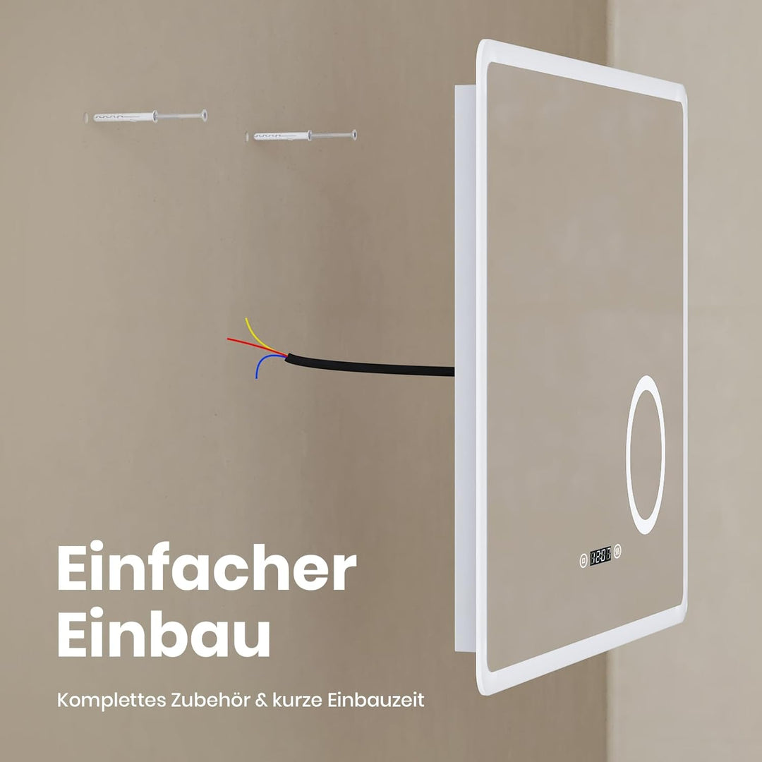 EMKE® LED Badspiegel Lichtspiegel LED Spiegel Wandspiegel mit Touch-Schalter Badspiegel mit Beleucht
