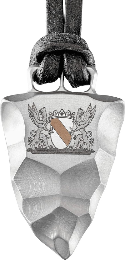 Element of Gods Titan Faustkeil Baden Wappen Anhänger Herrenschmuck mit Lederband in schwarz