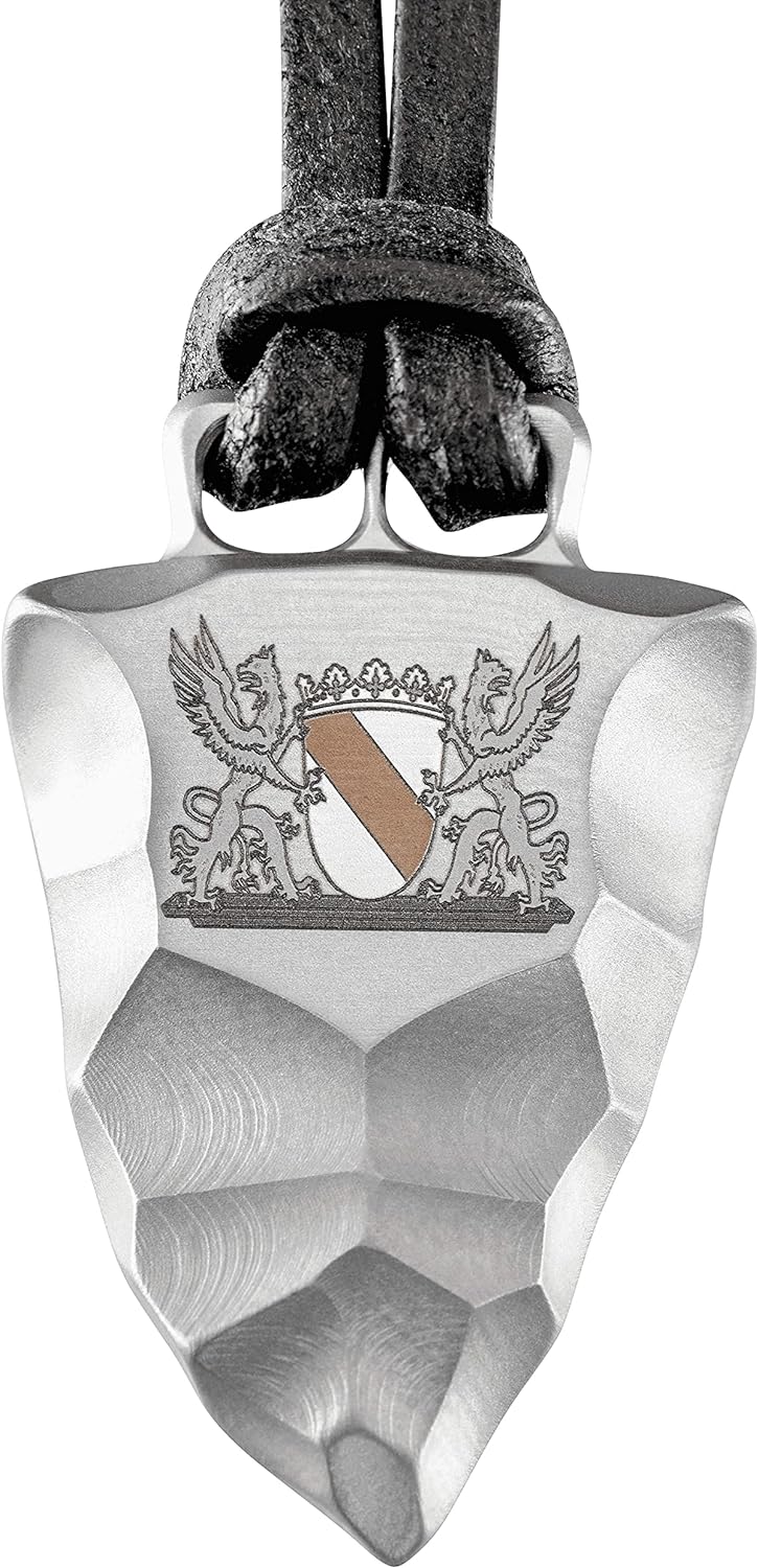 Element of Gods Titan Faustkeil Baden Wappen Anhänger Herrenschmuck mit Lederband in schwarz