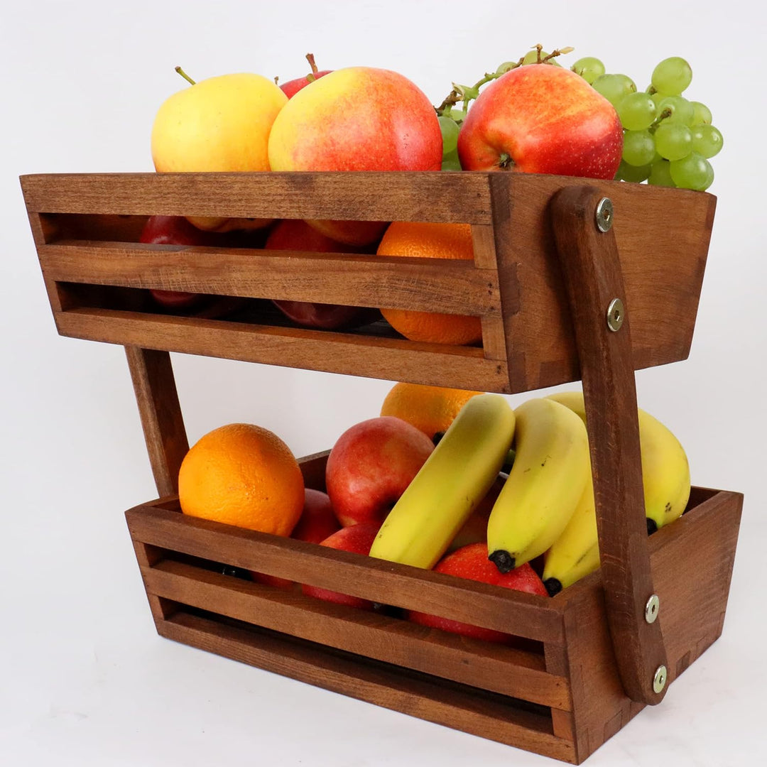 B4K Obstkorb aus Buchenholz | Grösse 24x32x29 cm | Früchtekorb | Servierkorb | Verkaufsständer | Obs