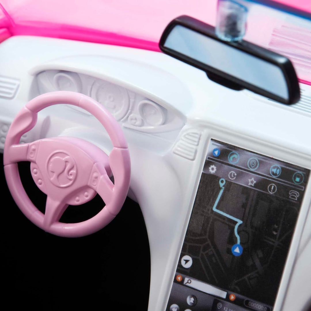 Barbie HBT92 - Cabrio-Fahrzeug, pink mit rollenden Rädern und realistischen Details, 2-Sitzer, Spiel
