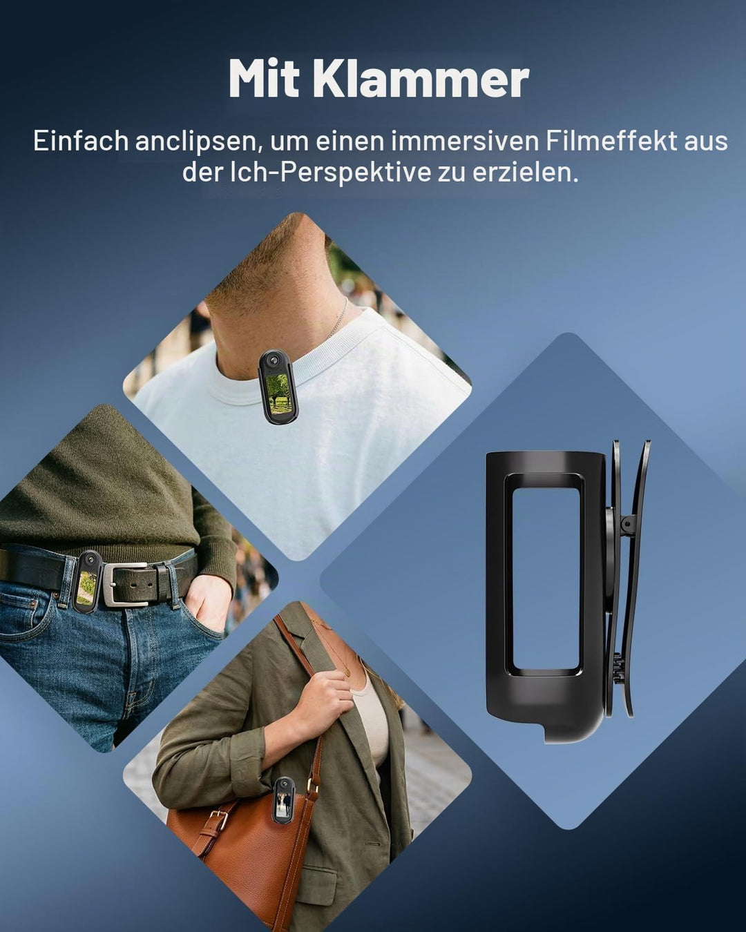 Mini Action Kamera 4K WiFi -128GB tragbare Körperkamera, magnetisches Umhängeband, Daumengrösse, fre
