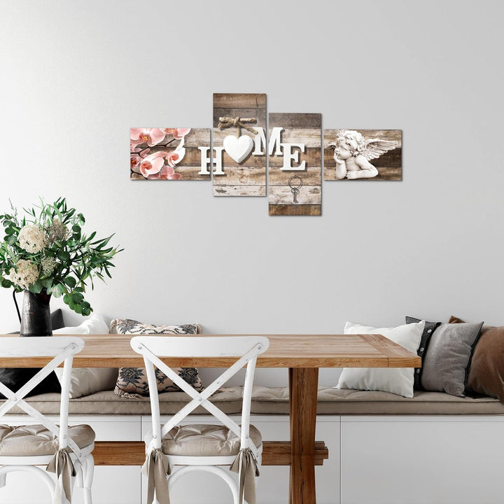 Runa Art Bild Modern Home - Made in Germany - Wandbilder Holzoptik Beige Rosa 4 Teilig 031042a 100 x