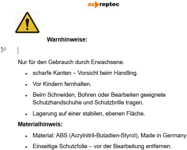 Kunststoffplatte ABS 3mm Schwarz 1000x500mm (100cm x 50cm) Acrylnitril-Butadien-Styrol - Made in Ger