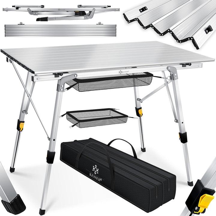 KESSER® Campingtisch faltbar Klapptisch mit Aluminiumrahmen Aufrollbare Tischplatte Falttisch klappb