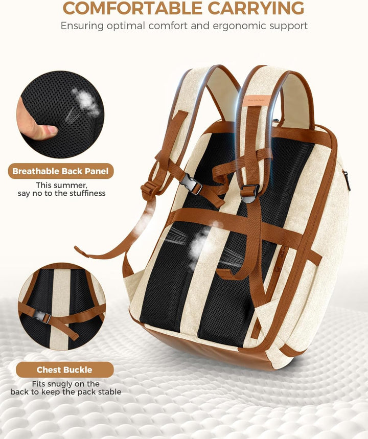 Ponhog Rucksack Damen, Gross Laptop Rucksack 17 Zoll, Reiserucksack mit Anti Diebstahl Computerfach,