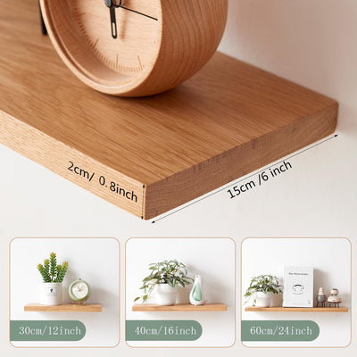 OAKERLAND Schweberegal aus Eiche Massiv, Klein Wandregal Holz 30cm Wandboard für Badezimmer, Schlafz
