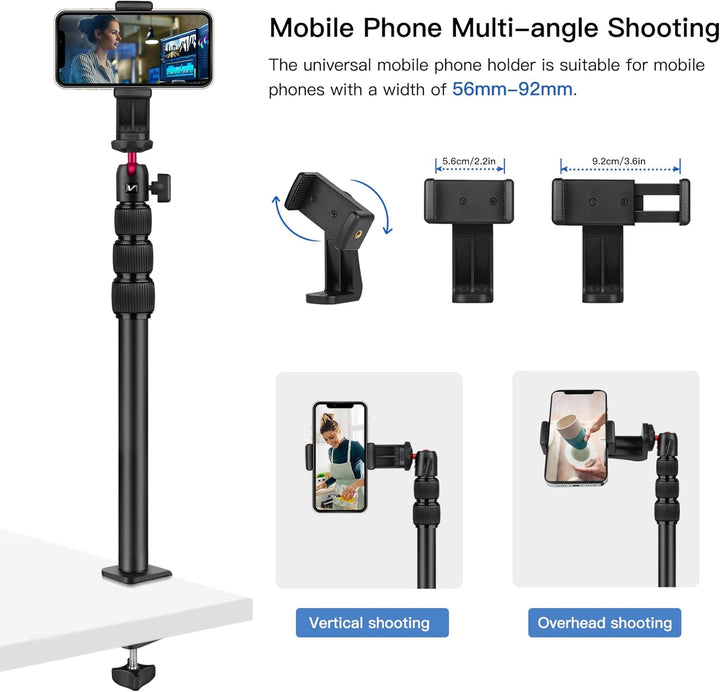 Victiv Kamera Tischstativ für DSLR Canon, 37cm-105cm Multifunktional Lichtstativ Klemmstativ Mit 1/4