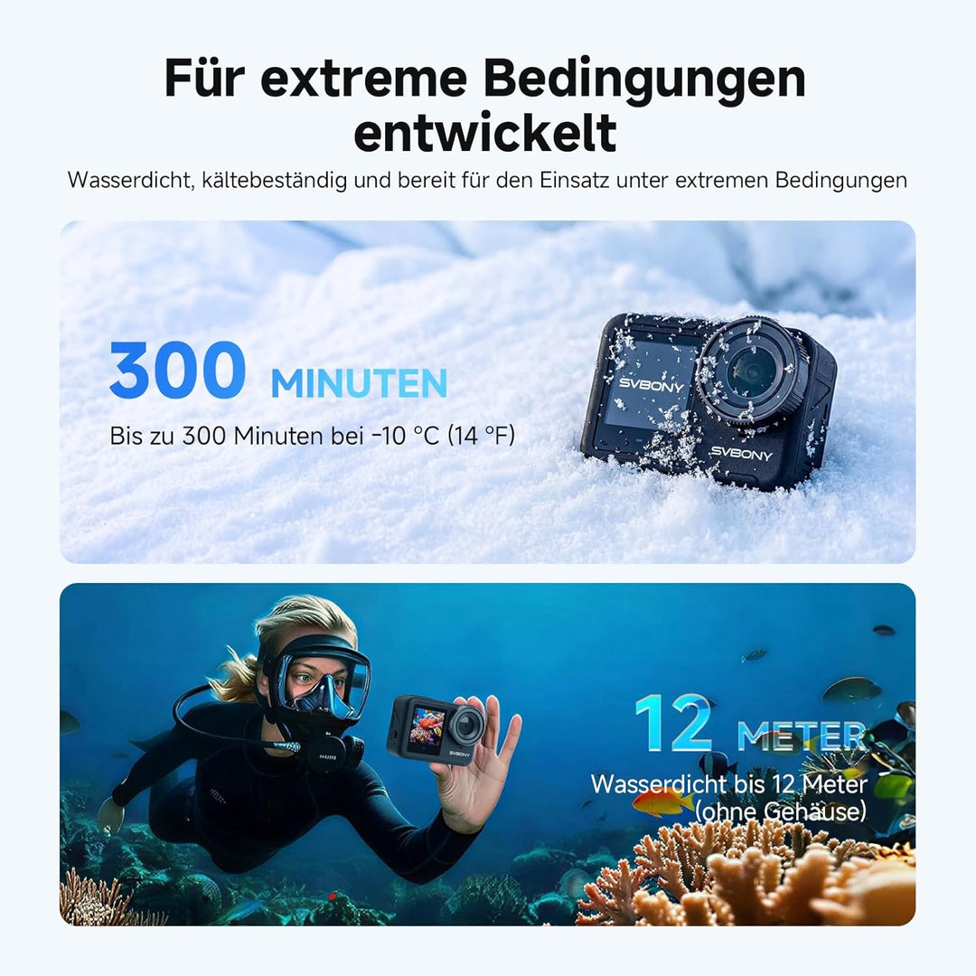 SVBONY SVGo3 4K 30FPS Action Cam, Aufnahmen bei Schwachem Licht, Magnetischer Schnellverschluss, 128