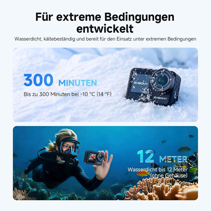 SVBONY SVGo3 4K 30FPS Action Cam, Aufnahmen bei Schwachem Licht, Magnetischer Schnellverschluss, 128