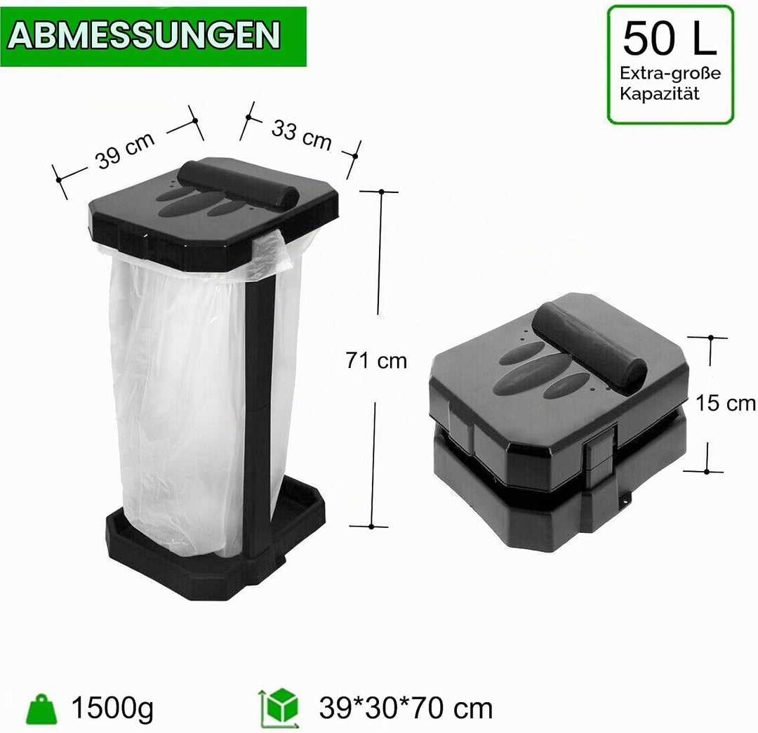 HOLAKIT Zusammenklappbarer Müllsackhalter mit Verstärkten Beinen und Integriertem Innenfach, Tragbar