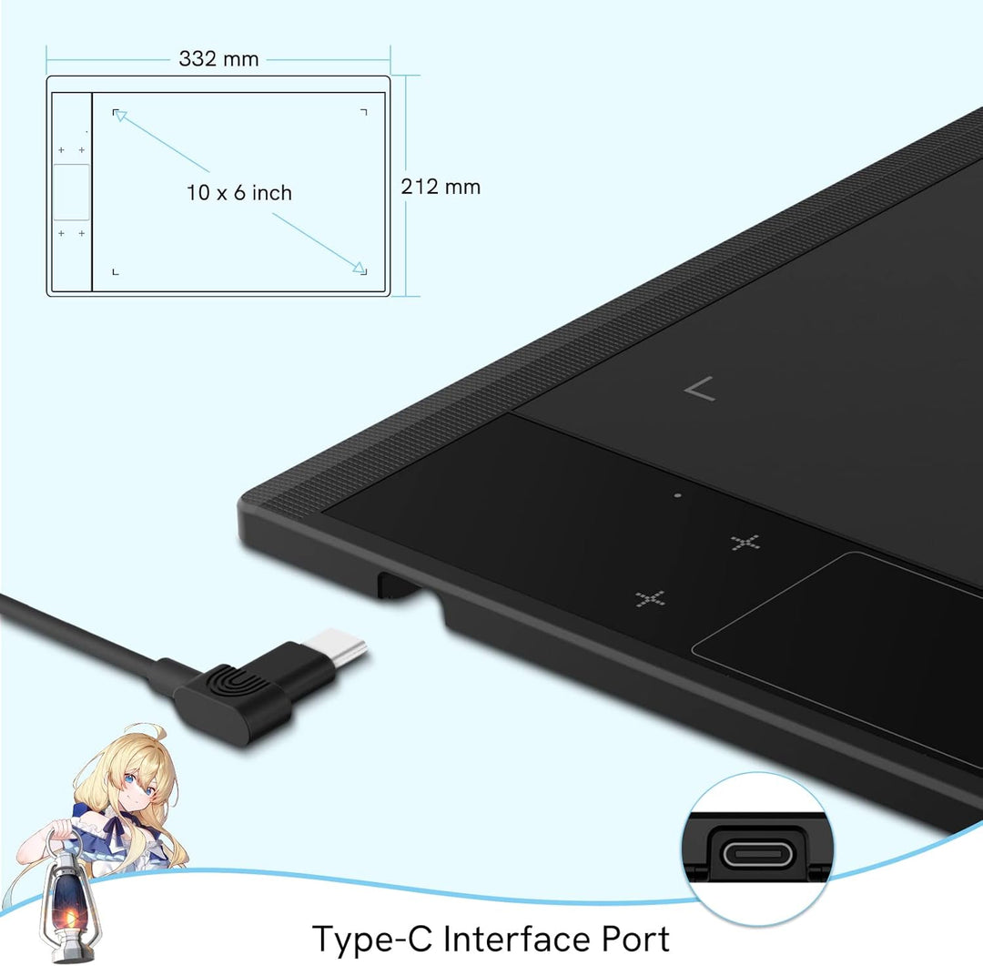 VEIKK A30 Grafiktablett mit Smart Touchpad und 4 Tastenkombinationen, 10x6 Zoll mit batterielosem St