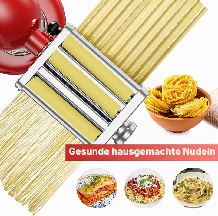 Gvode 3-in-1 Edelstahl Nudelaufsatz für KitchenAid Standmixer & Artisan, Pasta Zubehör für KitchenAi