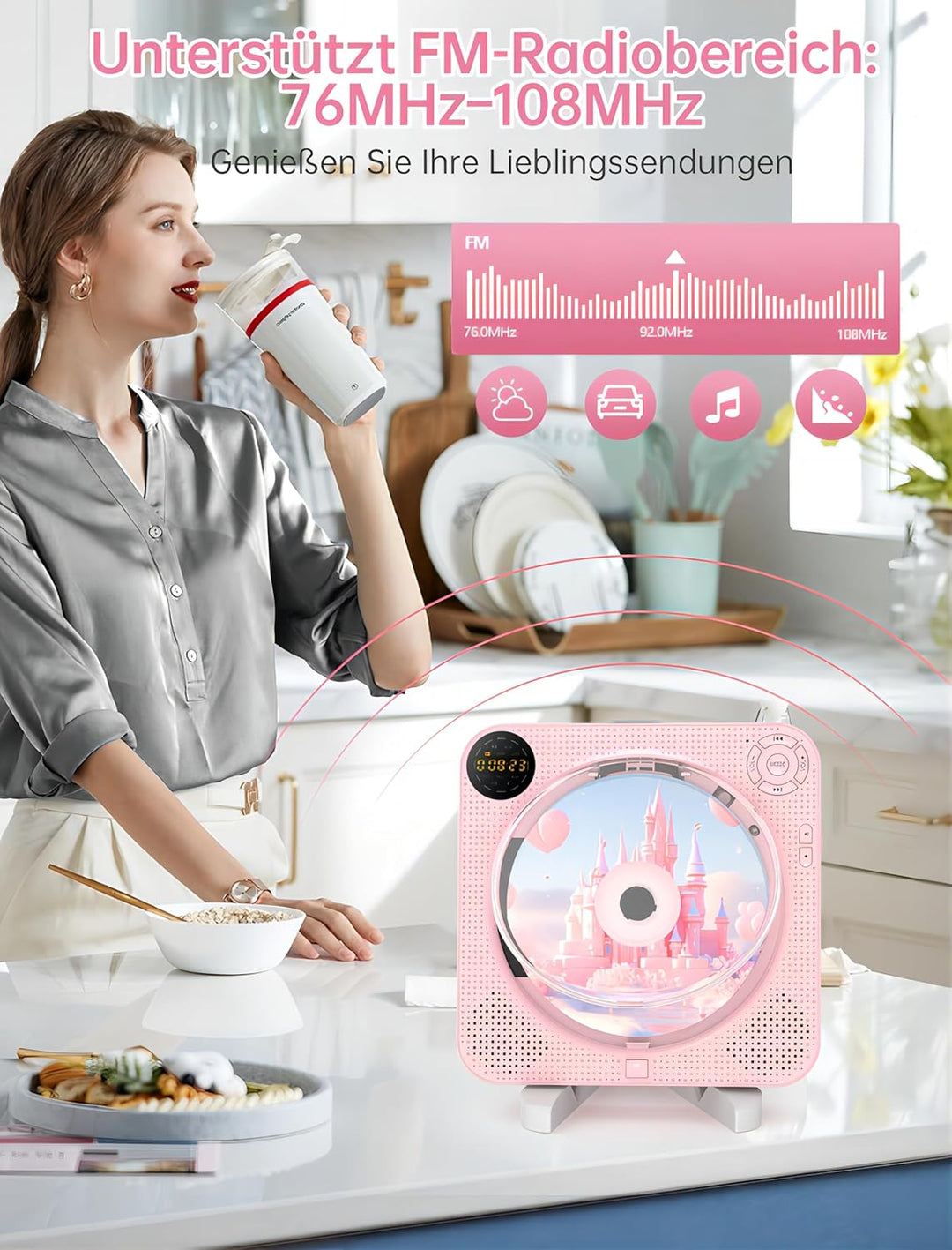 Bluetooth CD Player, Arafuna Tragbare CD Player mit Radio Lautsprecher and Fernbedienung, unterstütz