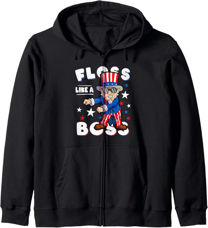 Onkel Sam Floss Wie ein Boss 4. Juli Lustiger Tanz Boy Kids Kapuzenjacke