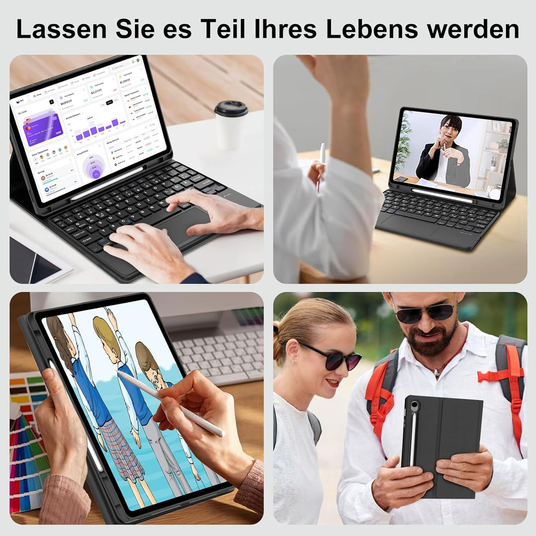 Trackpad Tastatur für Samsung Galaxy Tab S10 Lite AI Tablet 10.9" 2025/S10 FE, Kabellose Abnehmbarer