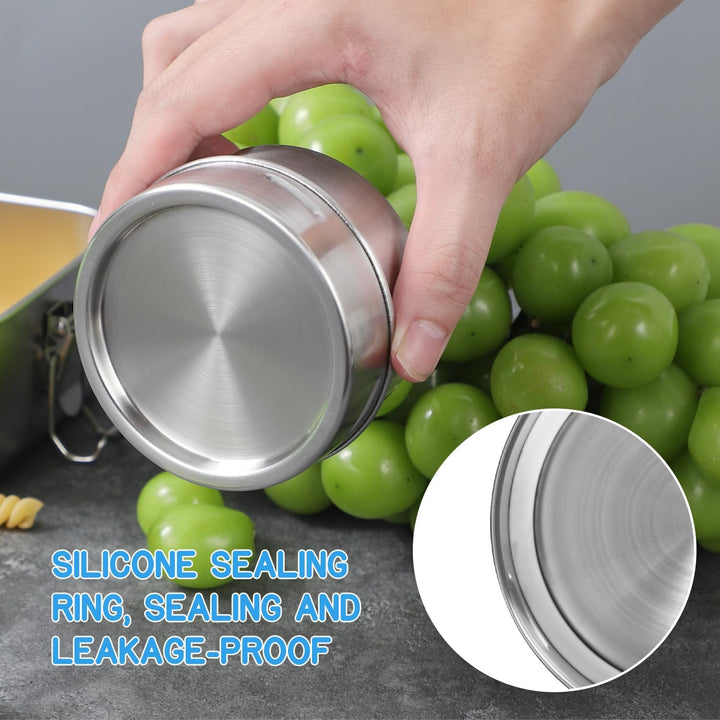 3 Stück Brotdose Edelstahl, Gute Abdichtung, Robust und Sturzsicher Stainless Steel Food Container,