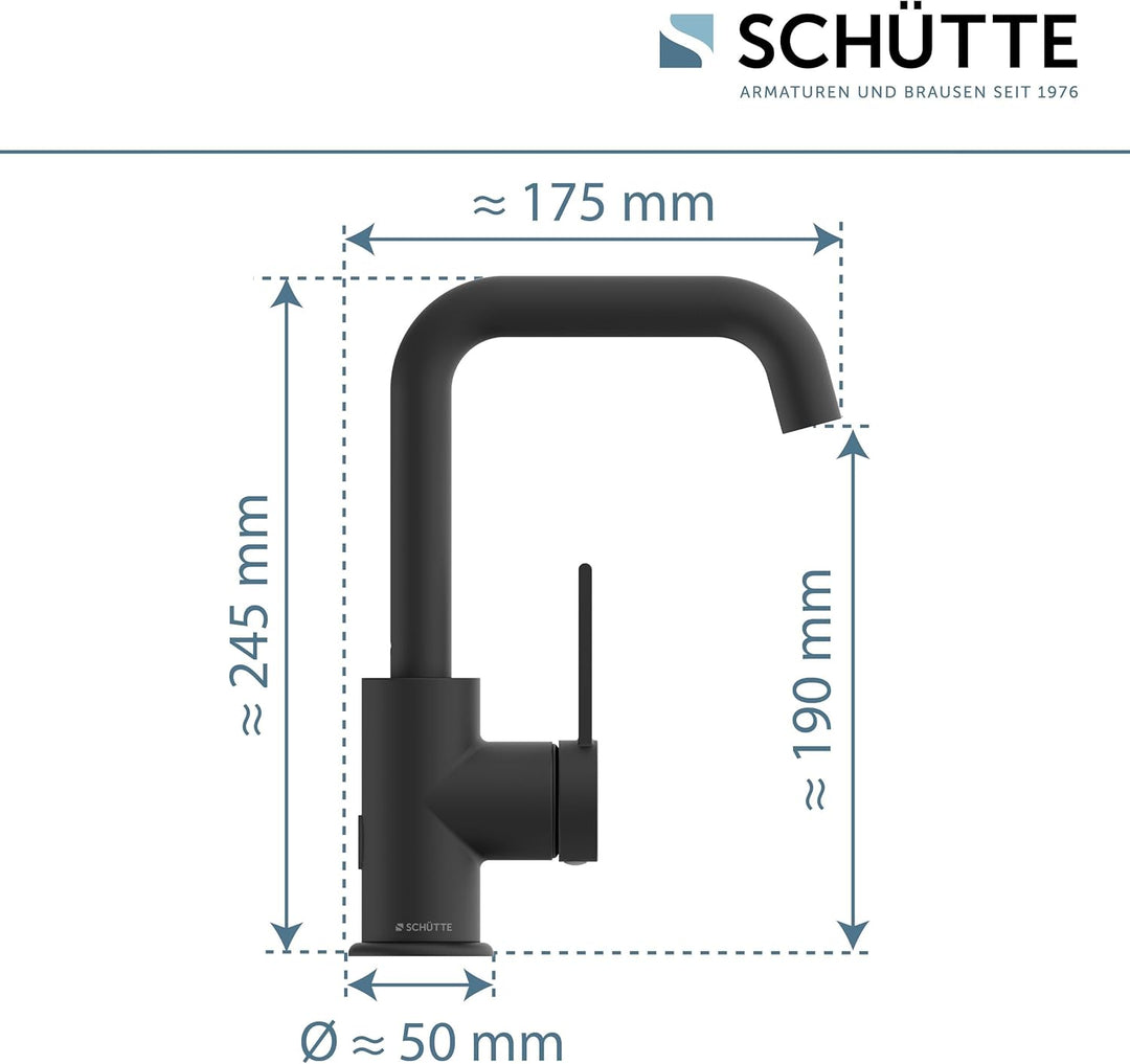 SCHÜTTE 33126 Waschtischarmatur LOS ANGELES mit hohem Auslauf, Wasserhahn für das Bad mit Pop-Up Exz