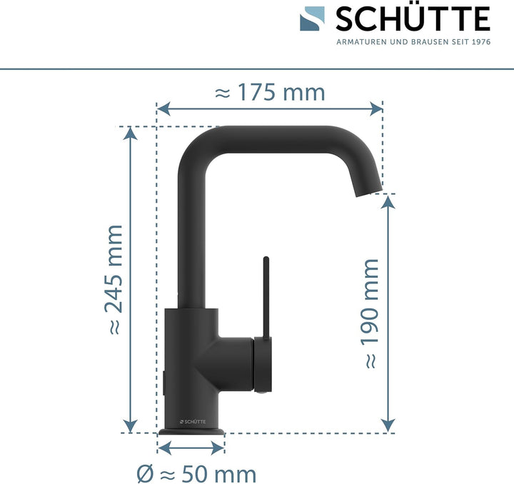 SCHÜTTE 33126 Waschtischarmatur LOS ANGELES mit hohem Auslauf, Wasserhahn für das Bad mit Pop-Up Exz