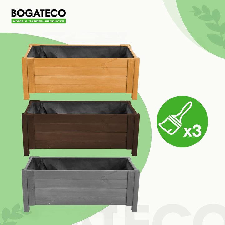 BOGATECO Pflanzkasten Pflanzkübel aus Holz | 80 x 38 cm | Dunkelbraun | Blumen-Topf Perfekt für Gart