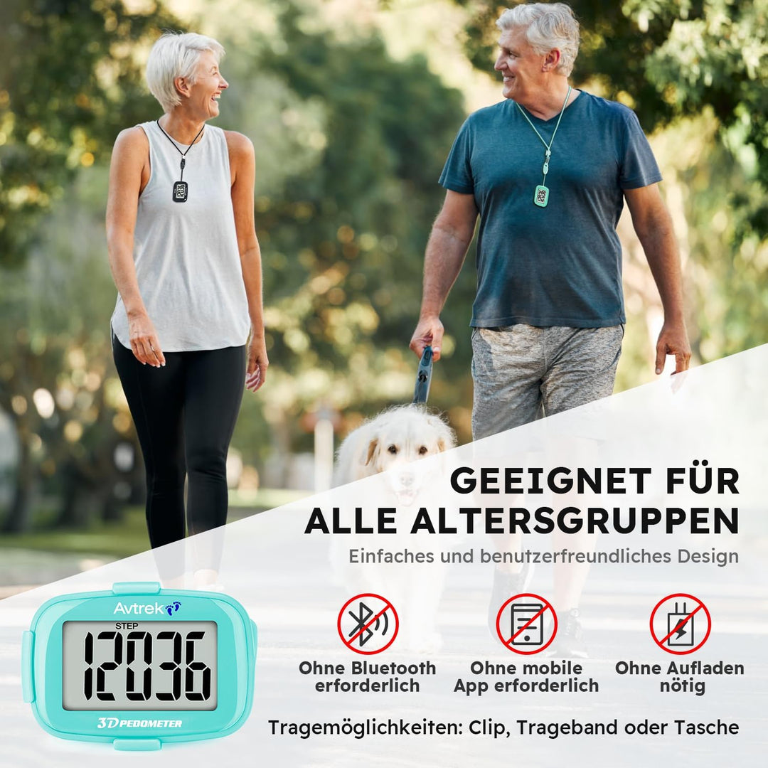 AVTREK Präziser 3D-Schrittzähler Mini-Schrittzähler für Walking oder Laufen im Freien Wanderaktivitä