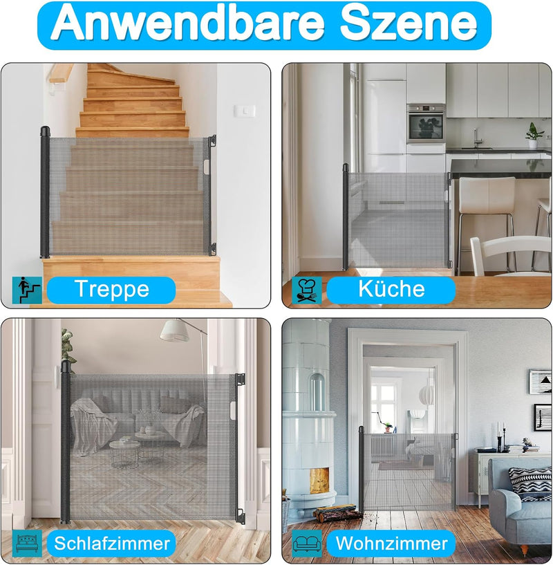 YARDIN Treppenschutzgitter Ausziehbar Türschutzgitter 0-180cm für Babys & Haustiere, Treppengitter A