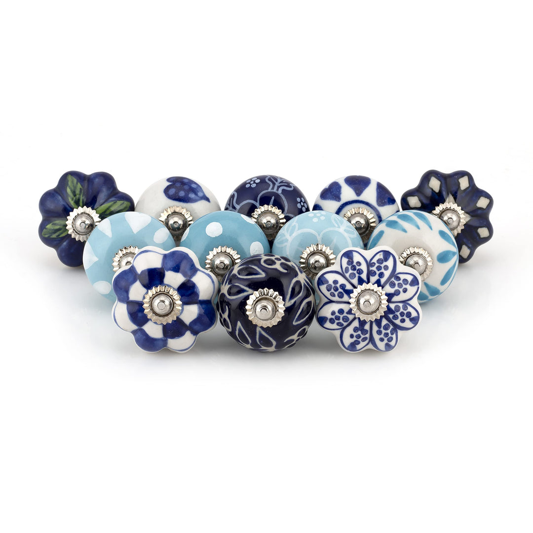 Craft Trade Blau Türschrankknopf Boho Antik Keramik-Türknöpfe Kommode Schublade Zieht Hardware Knöpf