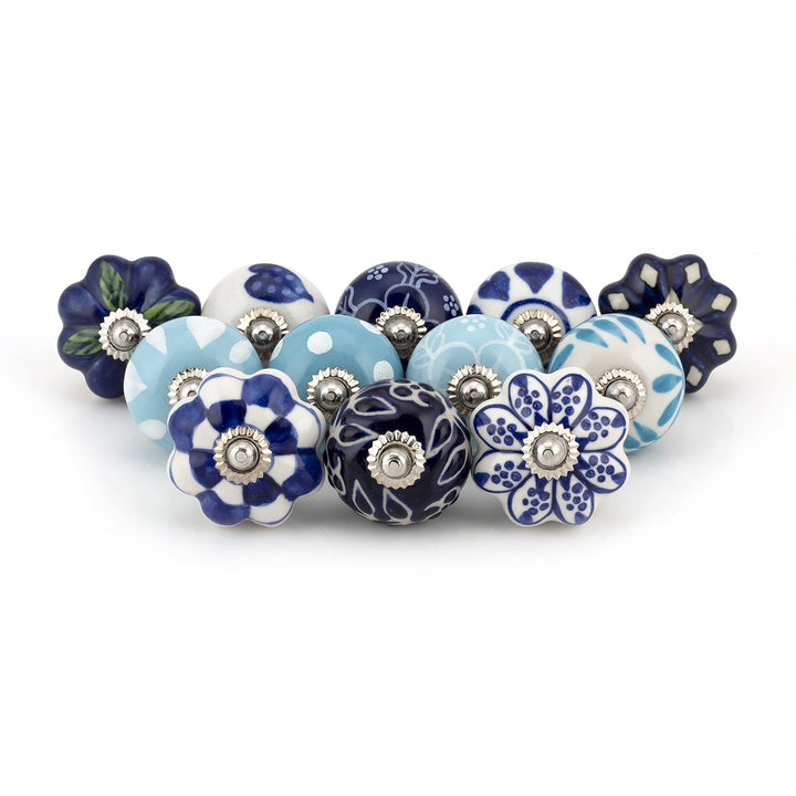 Craft Trade Blau Türschrankknopf Boho Antik Keramik-Türknöpfe Kommode Schublade Zieht Hardware Knöpf