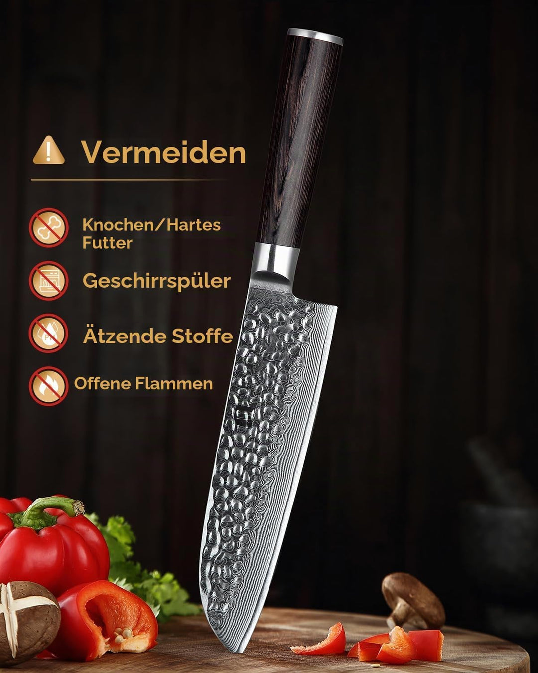 XINZUO 17.6cm Damaskus Santokumesser, Profi Damastmesser Kochmesser 67 Schichten Damaststahl Chefmes