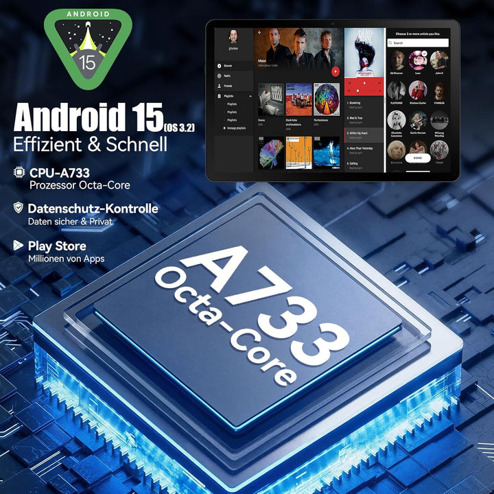 Tablet 11,5 Zoll Android 15, 30GB RAM 1TB TF, 2K Android Tablet 2000 * 1200 FHD, 8400mAh, Widevine L