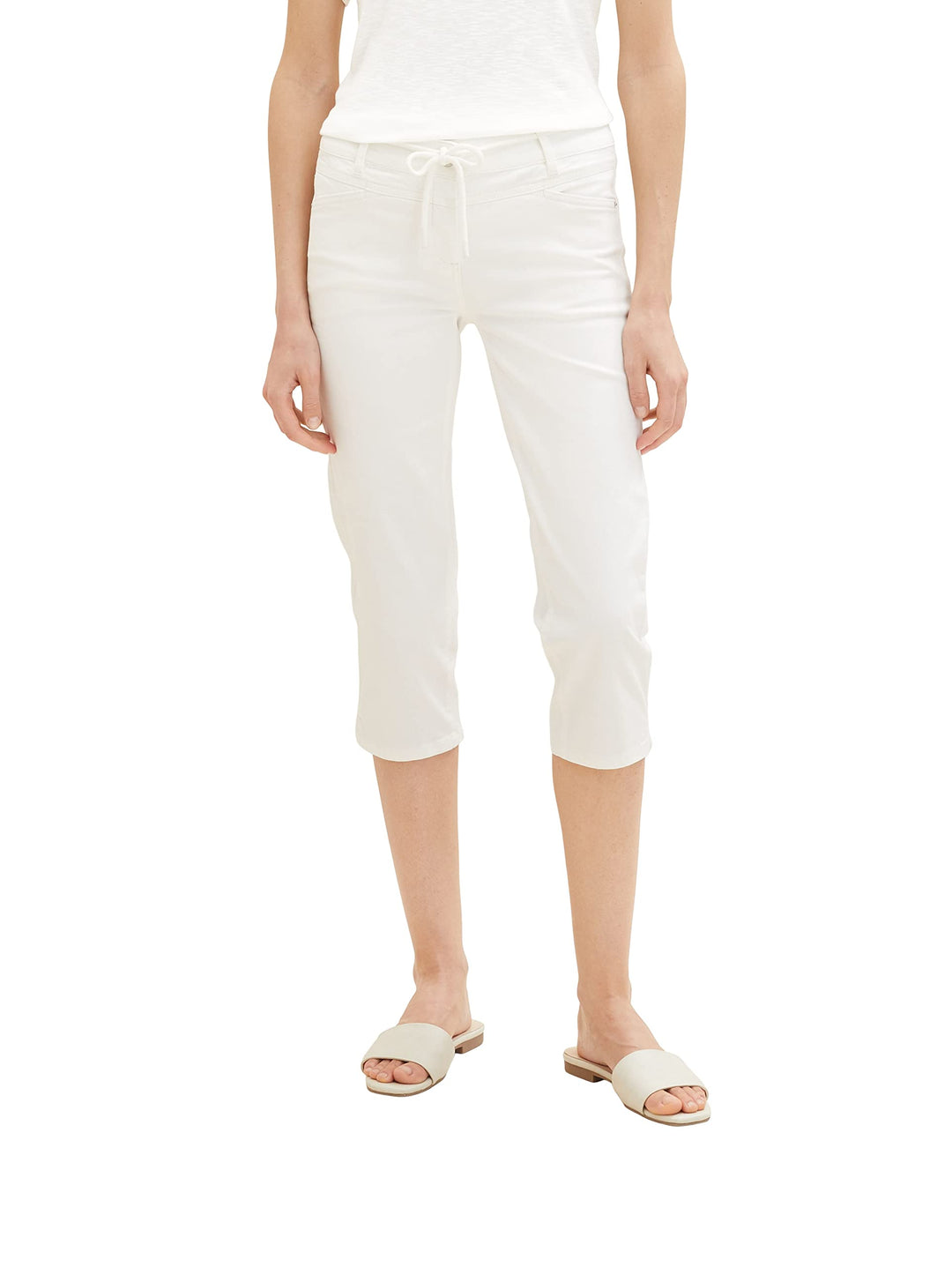 TOM TAILOR Damen Alexa Capri Fit Hose 32 10315 - Whisper White, 32 10315 - Whisper White