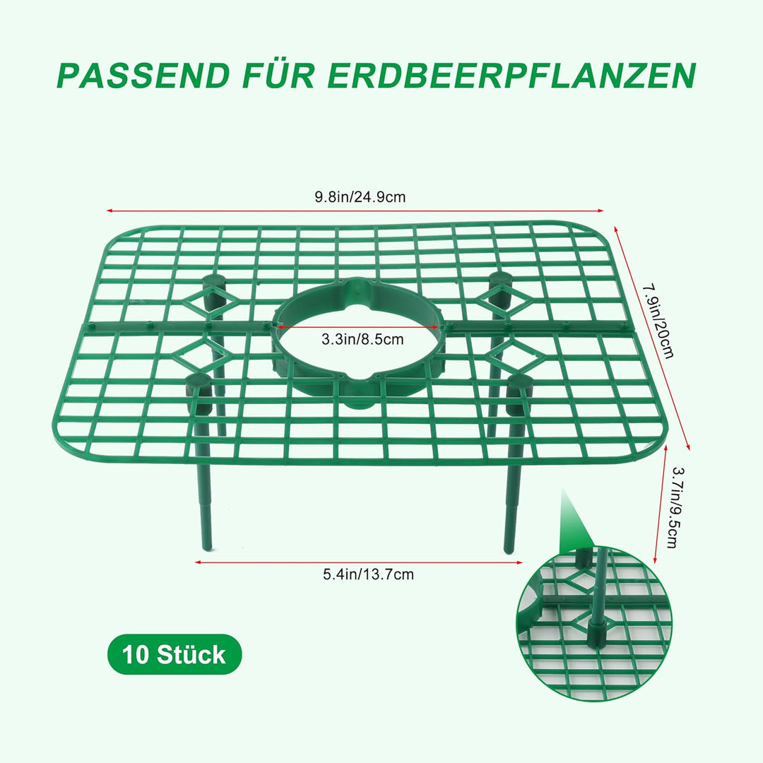 Erdbeer Pflanzenstützen, 10er Set Quadratisch, Erdbeerständer hält Erdbeer vom Boden fern, Wiederver