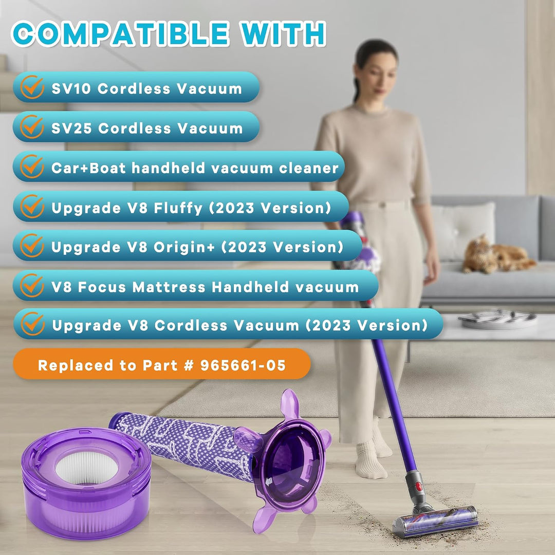 Upgrade V8 Staubsauger Filter Ersatz Kit für Dyson V7 V8 Akku-Staubsauger Tier Extra SV25 SV37, 2Stü