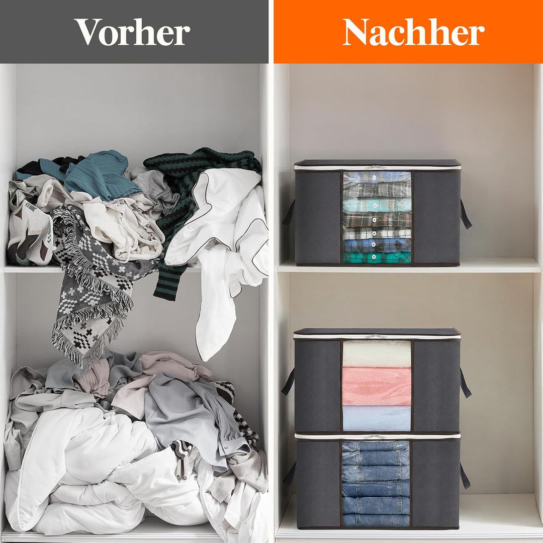 Lifewit 6 Stück Aufbewahrungstasche, Aufbewahrungsbox mit Deckel, 50L Kleiderschrank Organizer Faltb