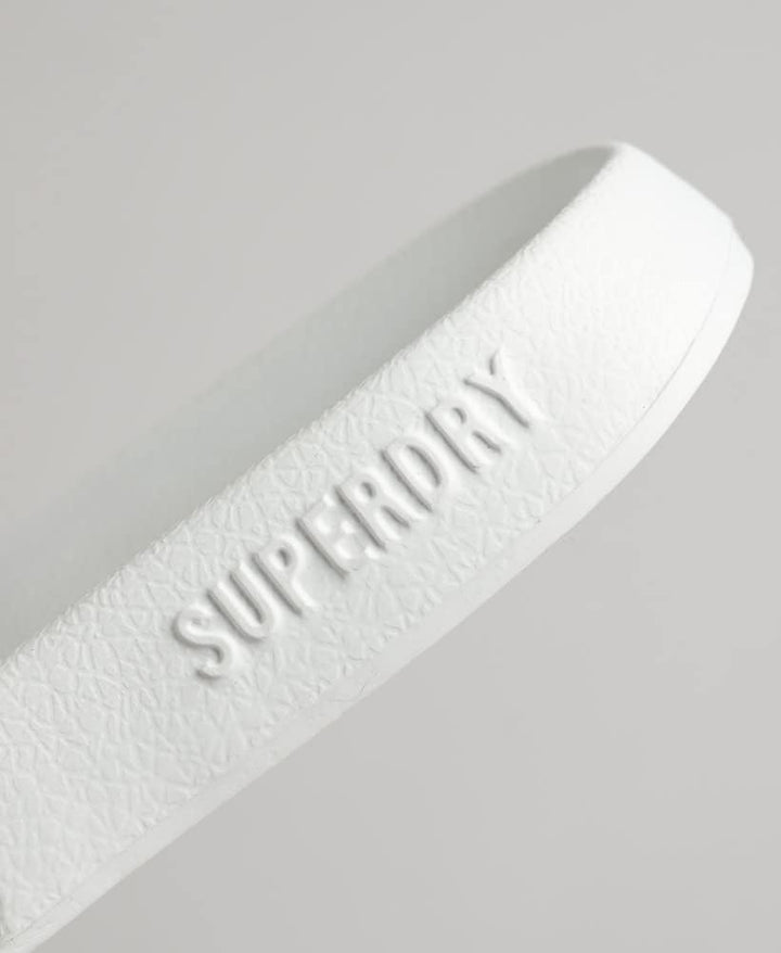 Superdry Damen Code Logo Vegan Pool Slide Flipflop L Weiss Metallic Rosé, L Weiss Metallic Rosé
