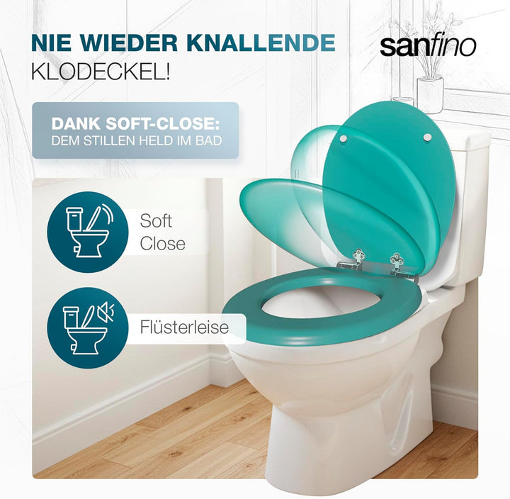 Premium WC Sitz mit Absenkautomatik – hochwertige Toilettendeckel aus Holz, viele bunte Motive, hohe