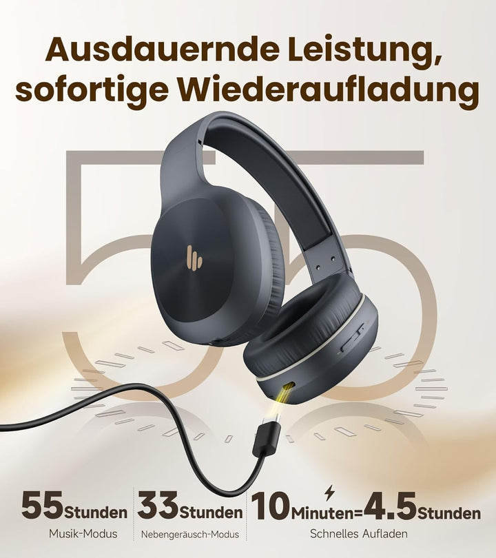 Edifier K750W Drahtloser Over-Ear-Kopfhörer mit abnehmbarem Bügelmikrofon, AI-Anrufgeräuschunterdrüc
