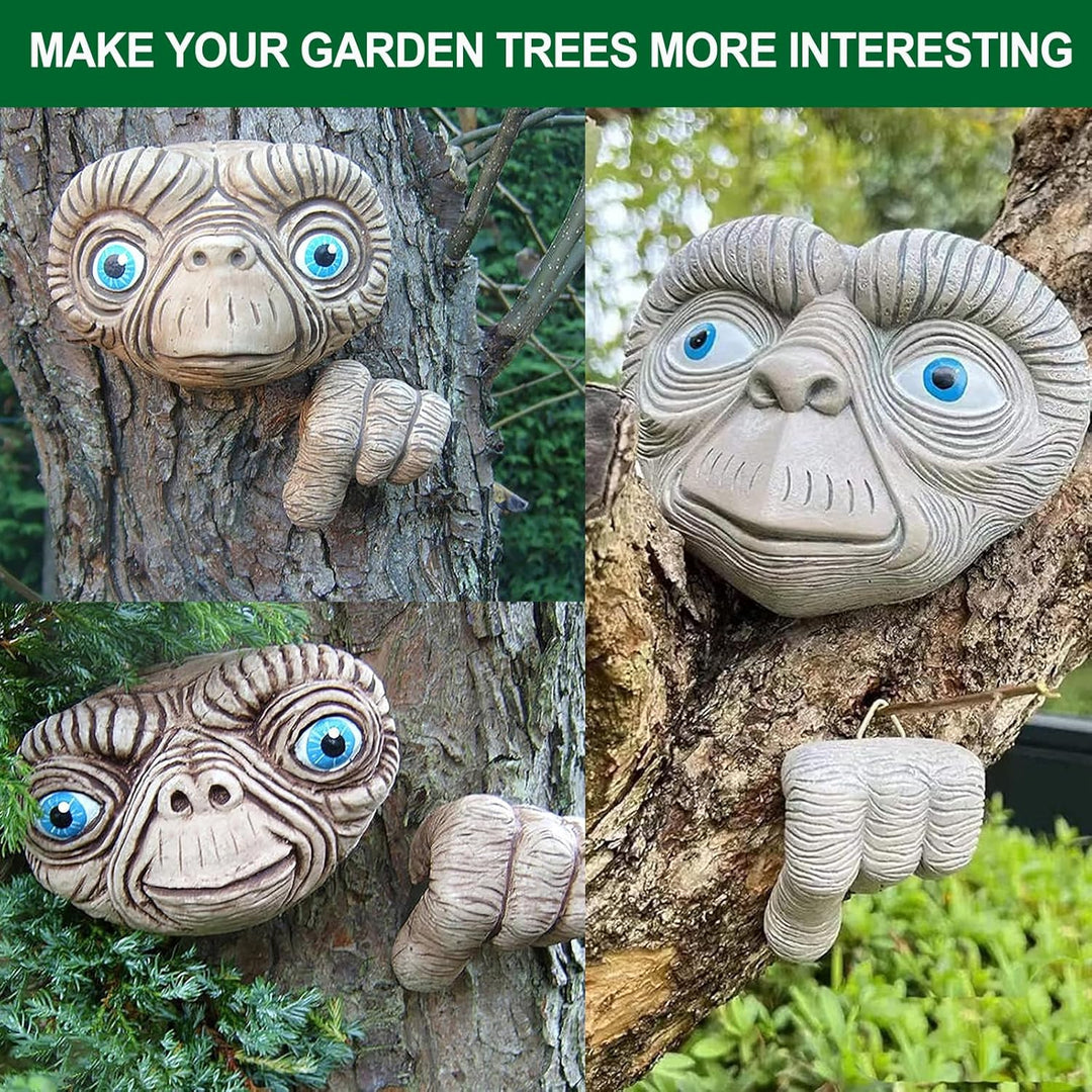 Outdoor Garten Statuen Dekor, Baumgesicht Gartenornamente Outdoor Alien Gartendekoration Gartengesic