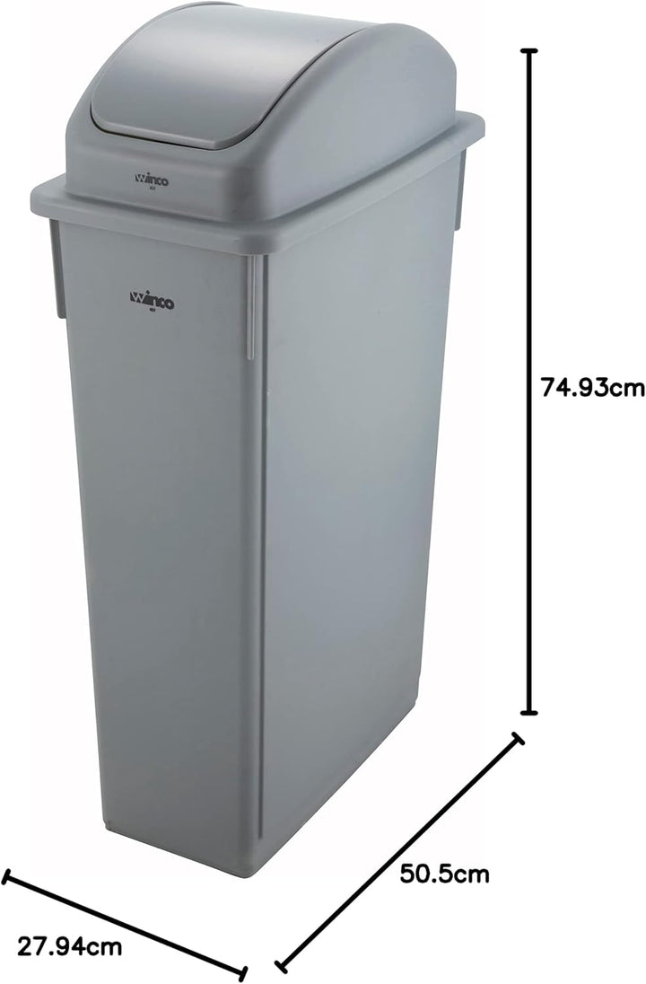 Winco PTC-23SG Abfalleimer, schmal, 58 l, Grau Dose Grau, Dose Grau