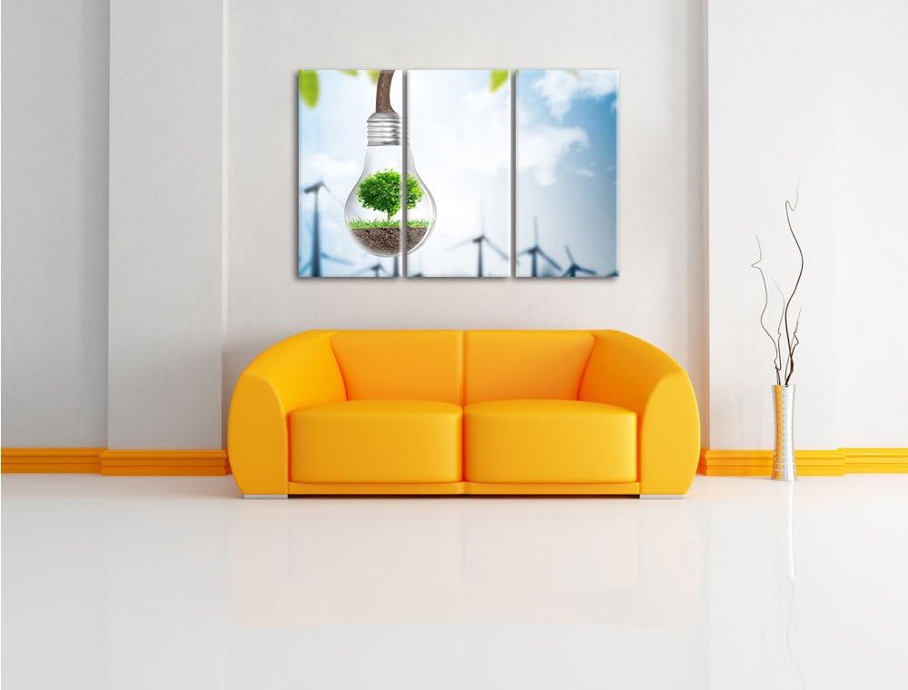 Pixxprint Light Bulb Alternative Energy Concept 3-Teiler Leinwandbild 120x80 Bild auf Leinwand