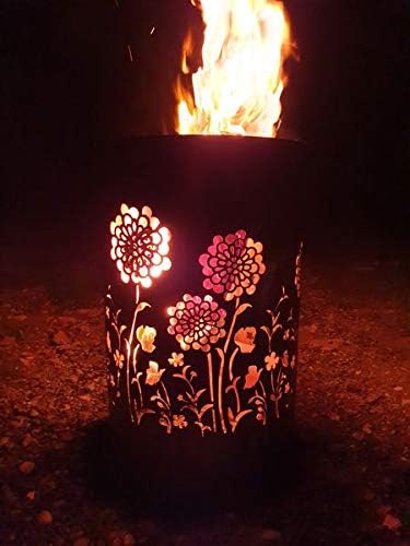 TiKo-Design Feuertonne - Lagerfeuertonne - Feuerkorb mit Flower Power Motiv – Verleihen Sie Ihrem Ga