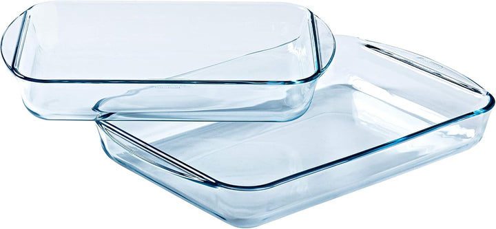 Pyrex® - Essentials Lasagneteller, rechteckig, aus Glas, 35 x 23 cm, 40 x 27 cm, 2 Stück
