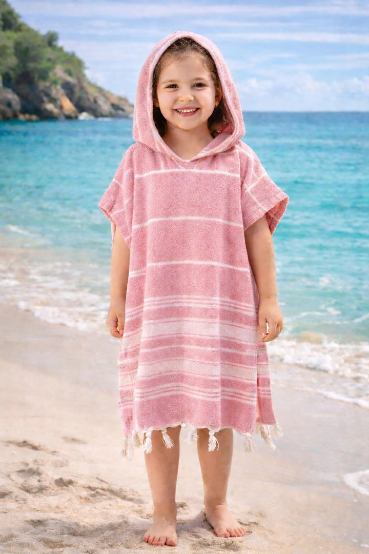 ELY PARKER Strandponcho für Kinder - 100% Baumwolle Strandtuch &amp; Strandkleid - Saugstarkes Badeponch