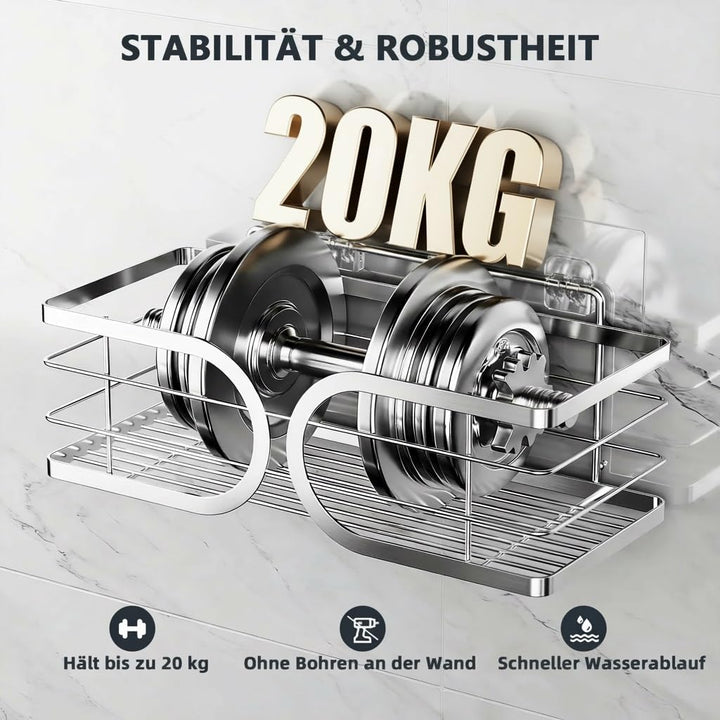 Duschregal ohne Bohren 3 Stück 304 Edelstahl Grosses Fassungsvermögen Rostfrei Duschablage Duschkörb