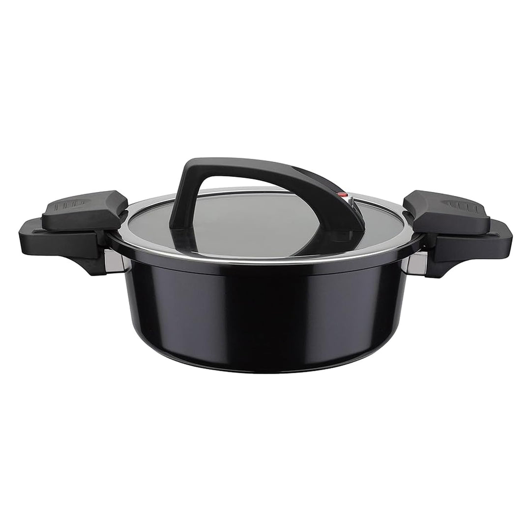 GSW Energiespartopf mit Glasdeckel Gourmet Nero 24cm, 4 L, Schwarz