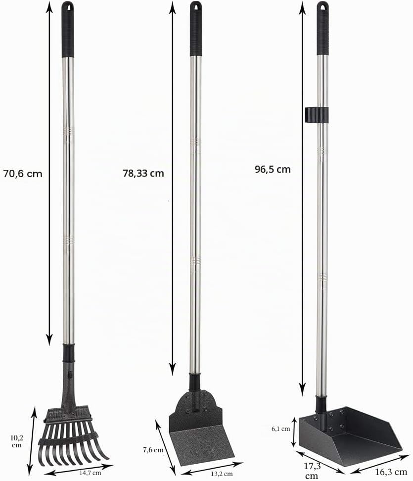 Yangbaga Hundekotschaufel aus Metall, 2 Rechen mit Verstellbarer Länge, 84 cm Langer Griff für gross